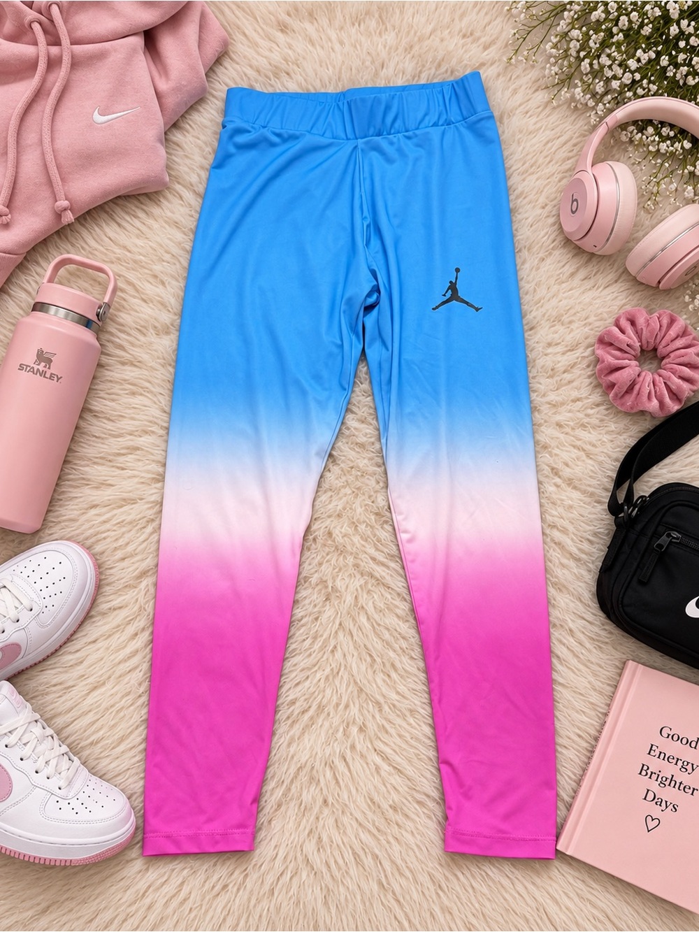 Jordan Girls Large Blue Pink Ombre Jumpman Athletic Leggings